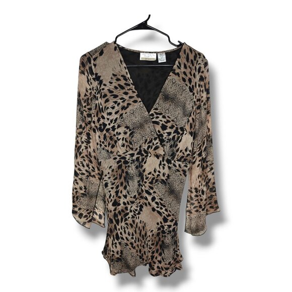 New York City Design Co Women's Plus Size 100% Silk Animal Print Blouse 14/16 - Picture 1 of 7
